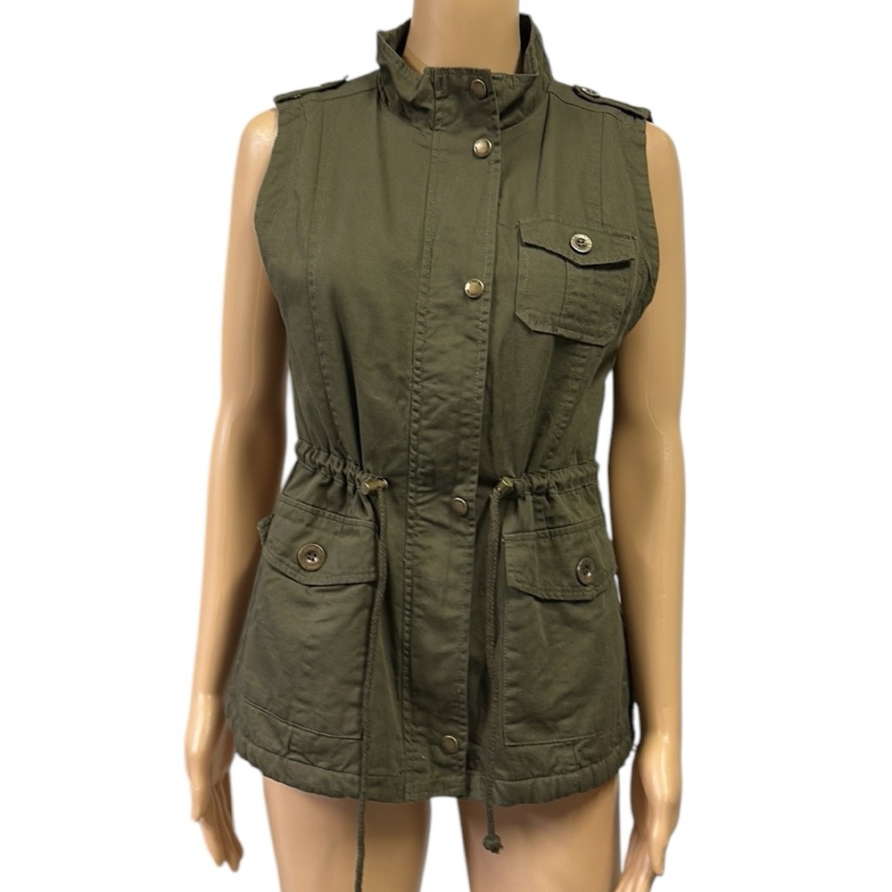 C’esttoi Vest Olive Green with Warm Faux Fur Lining Hiking Outdoors Womens Small